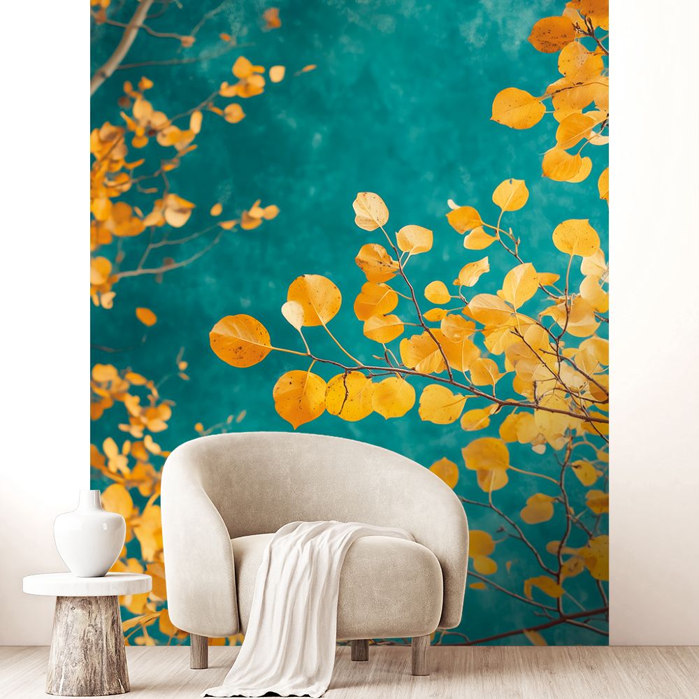 Papier peint "Feuillage doré"