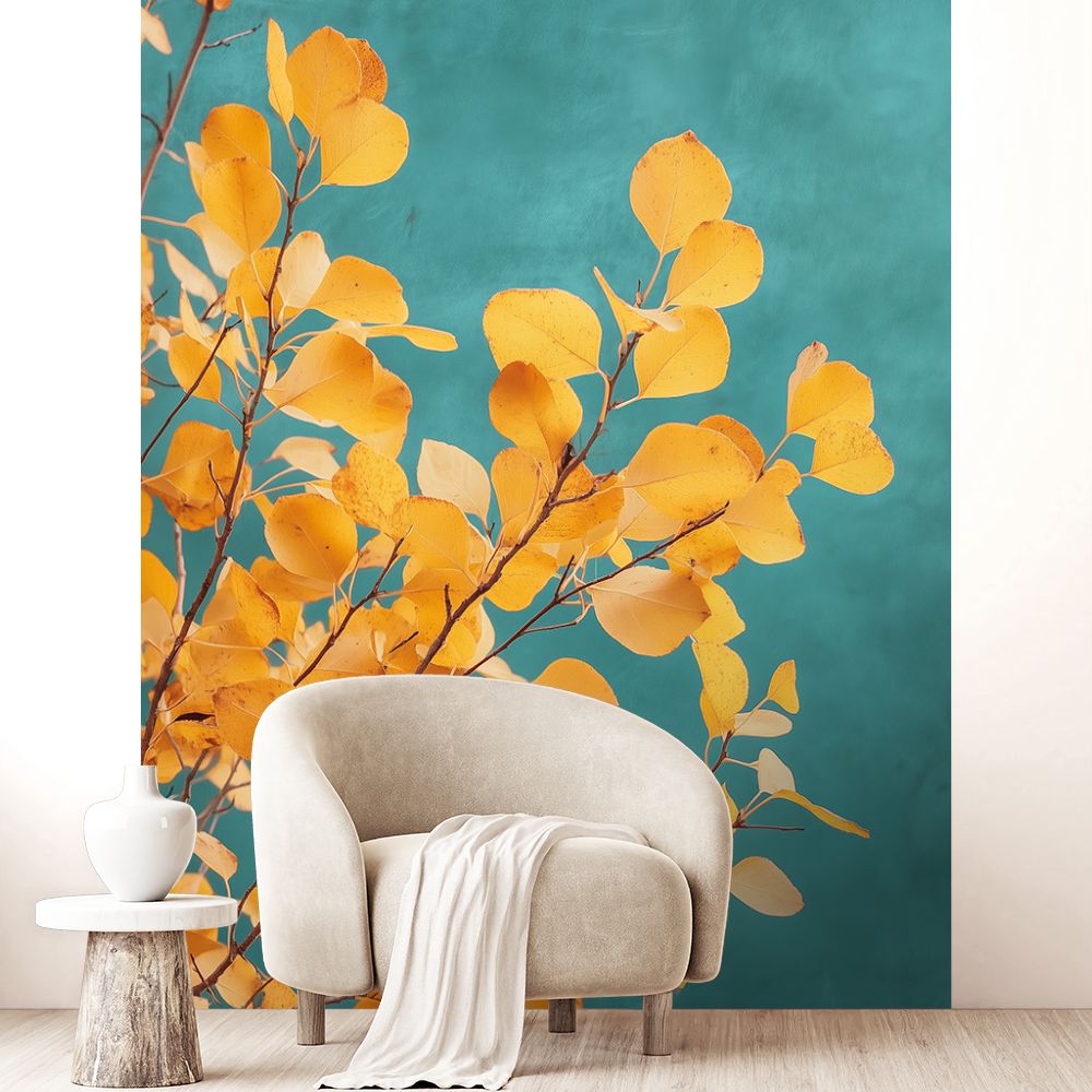 Papier peint "Feuilles jaunes éclatantes"