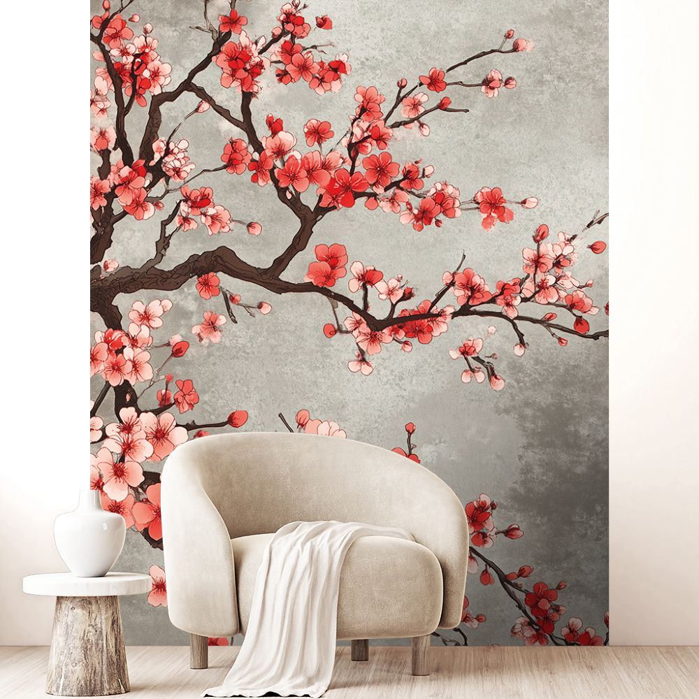 Papier peint "Fleurs sur fond"