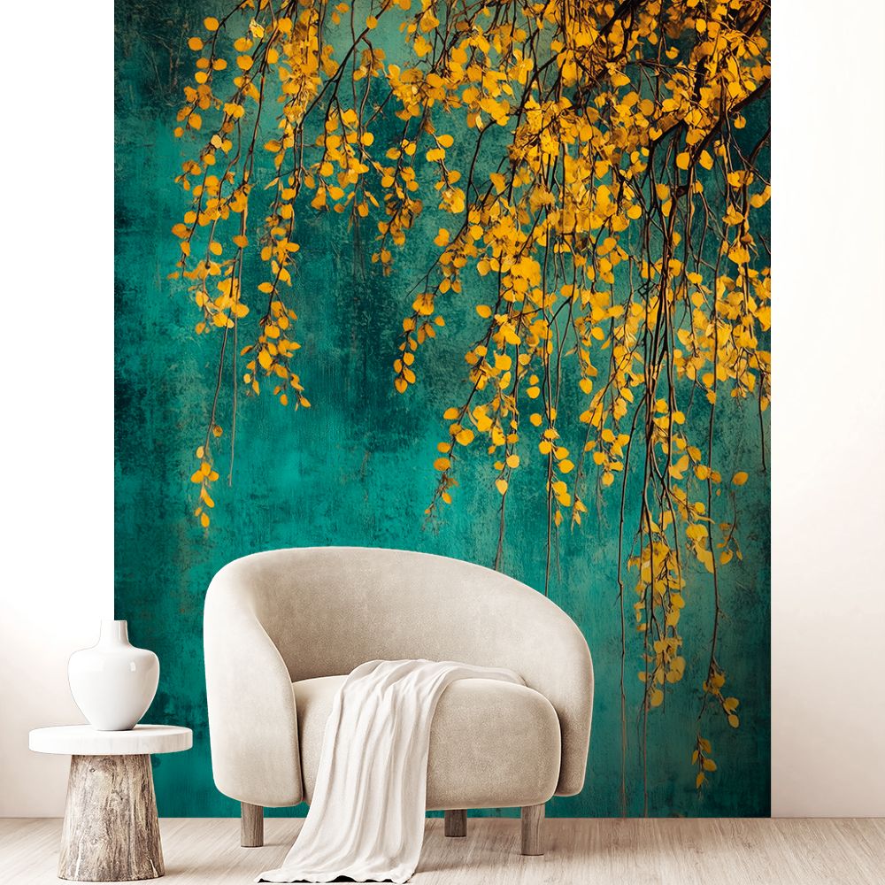 Papier peint "Branches dorées suspendues"