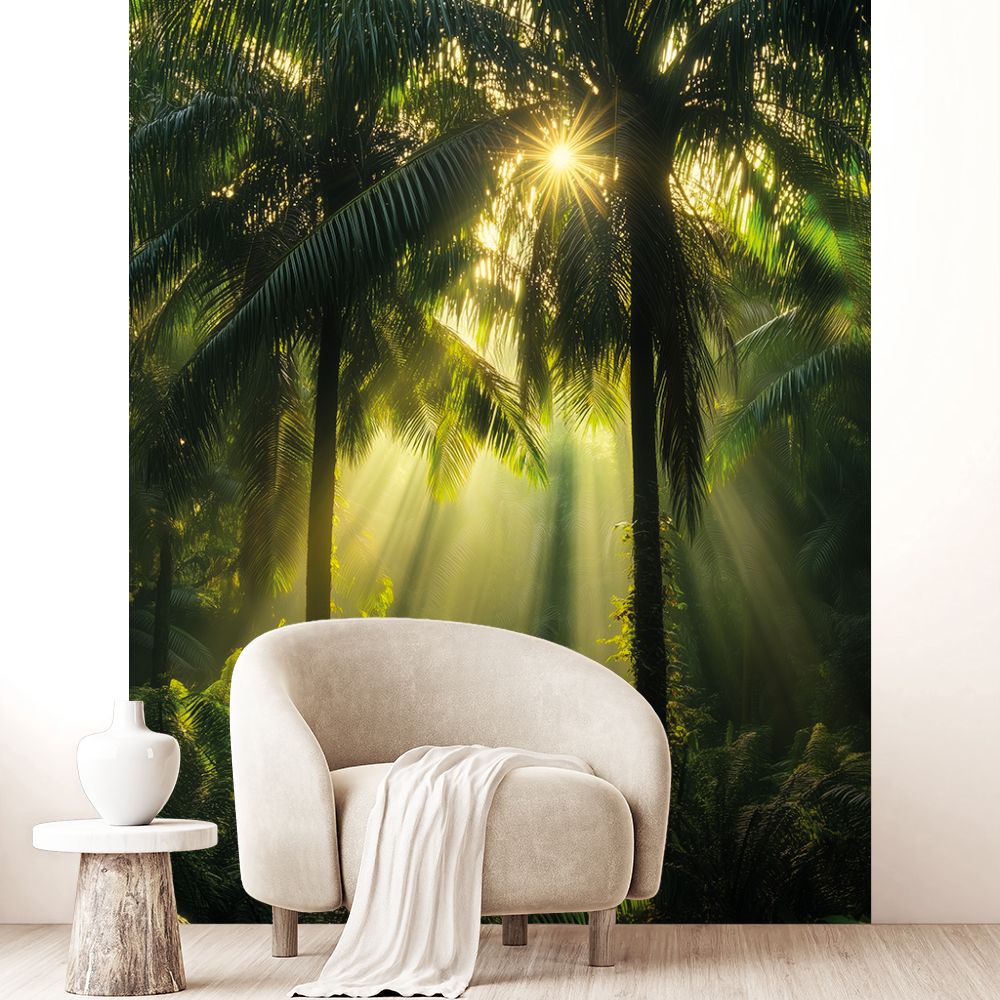 Papier peint "Scène tropicale luxuriante"