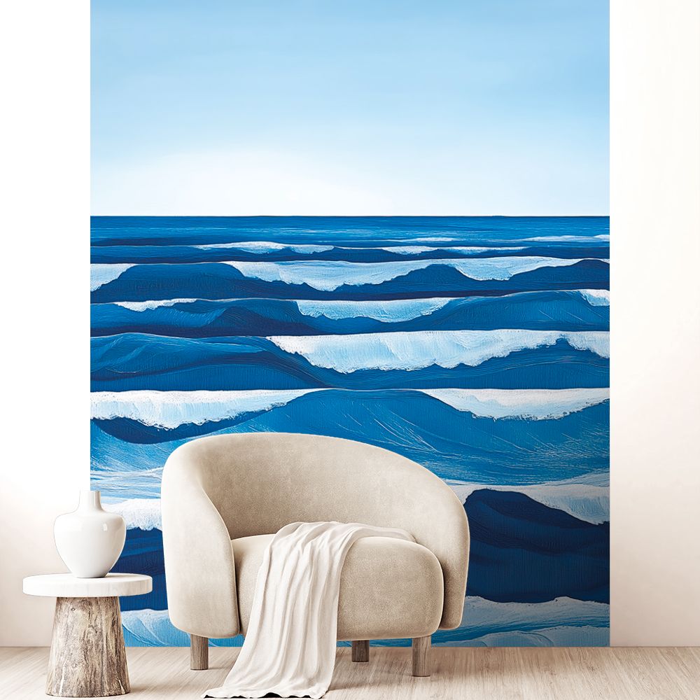 Papier peint "Vagues océaniques bleues"