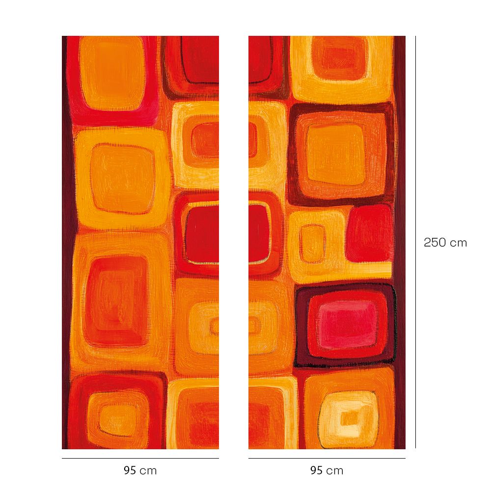Papier peint "Carrés imbriqués rouges"