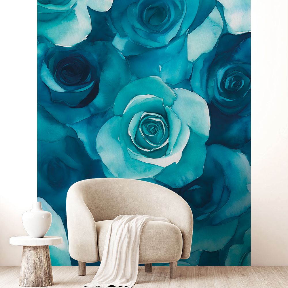 Papier peint "Roses bleues élégantes"