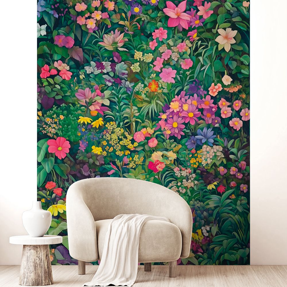 Papier peint "Jardin fleuri vibrant"