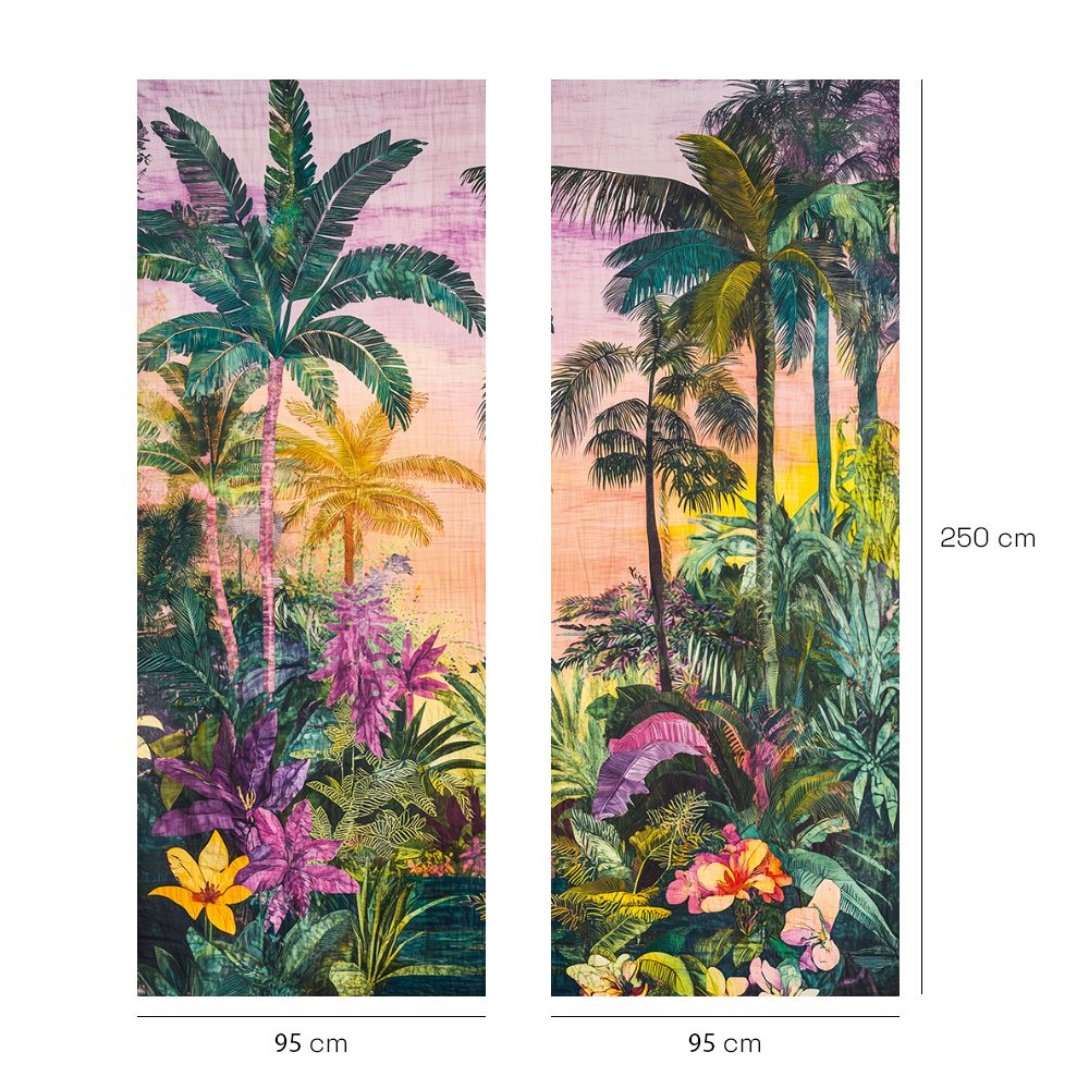 Papier peint "Évasion tropicale colorée"
