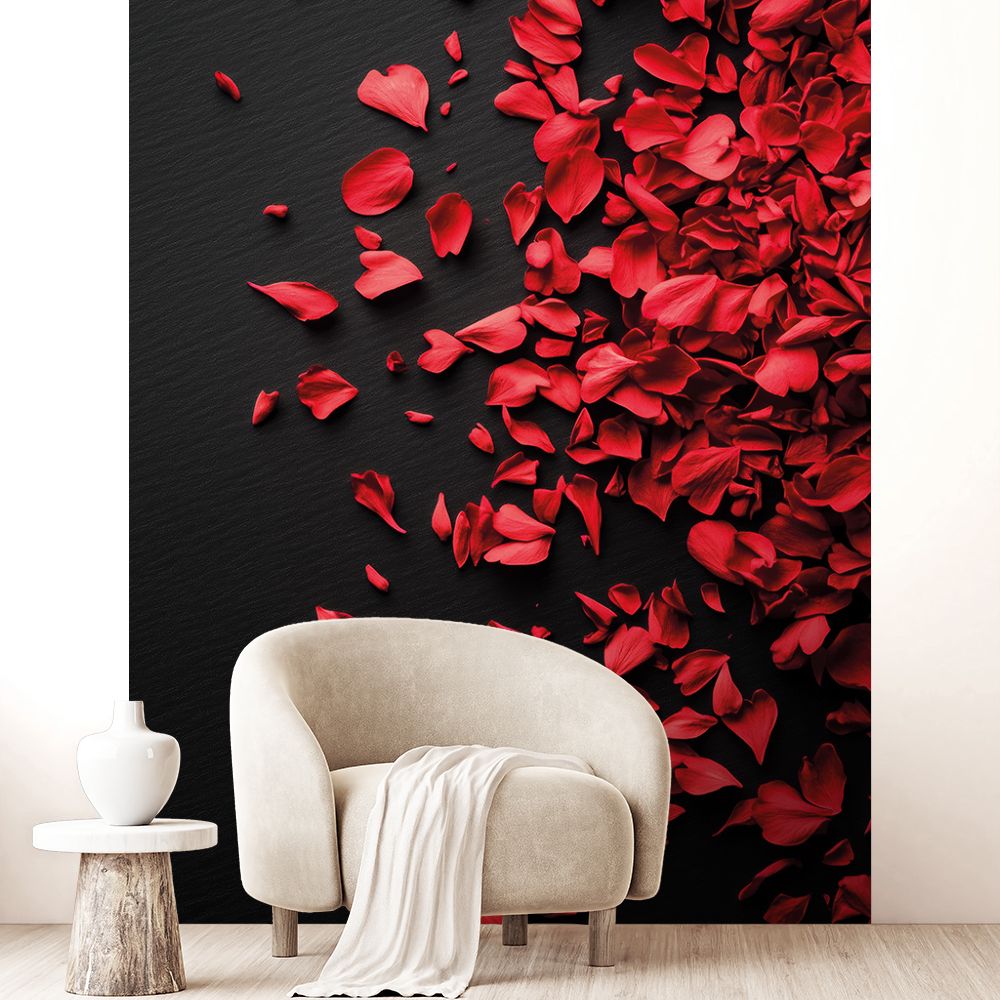 Papier peint "Pétales rouges éclatants"
