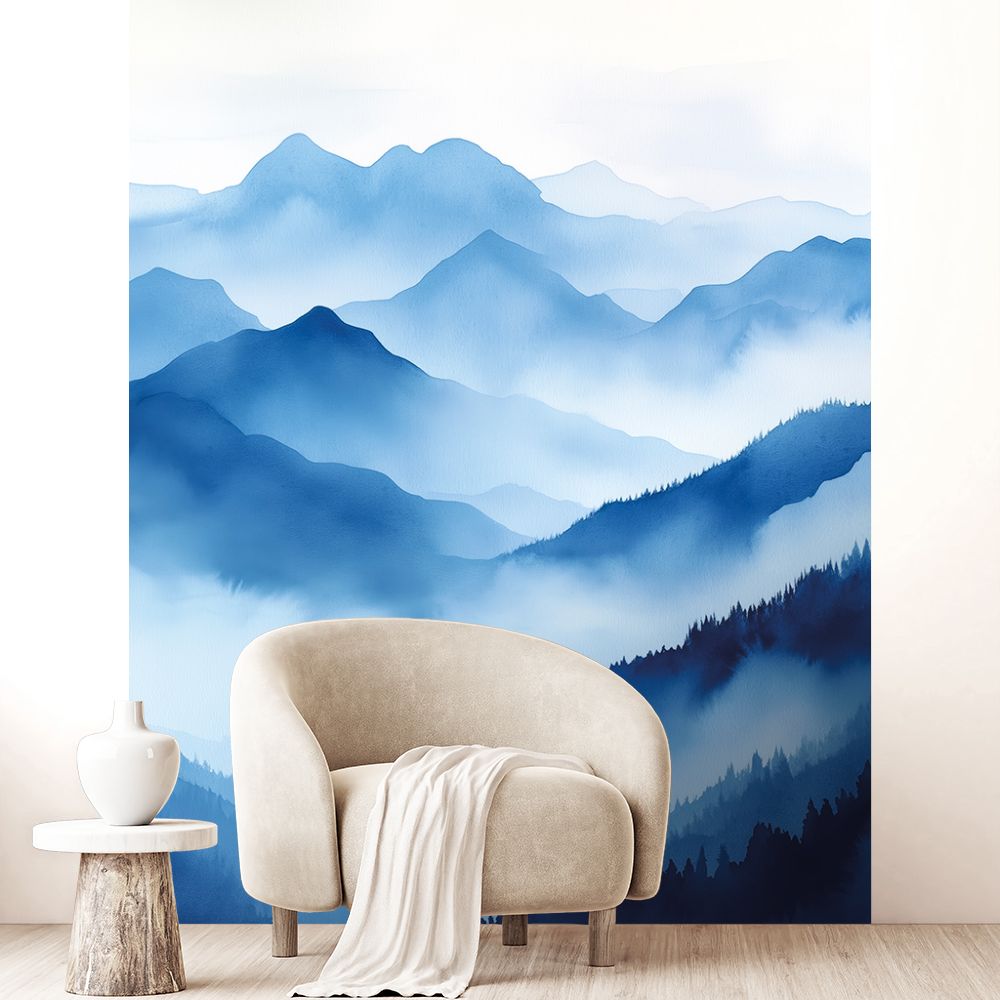 Papier peint "Montagnes brumeuses apaisantes"