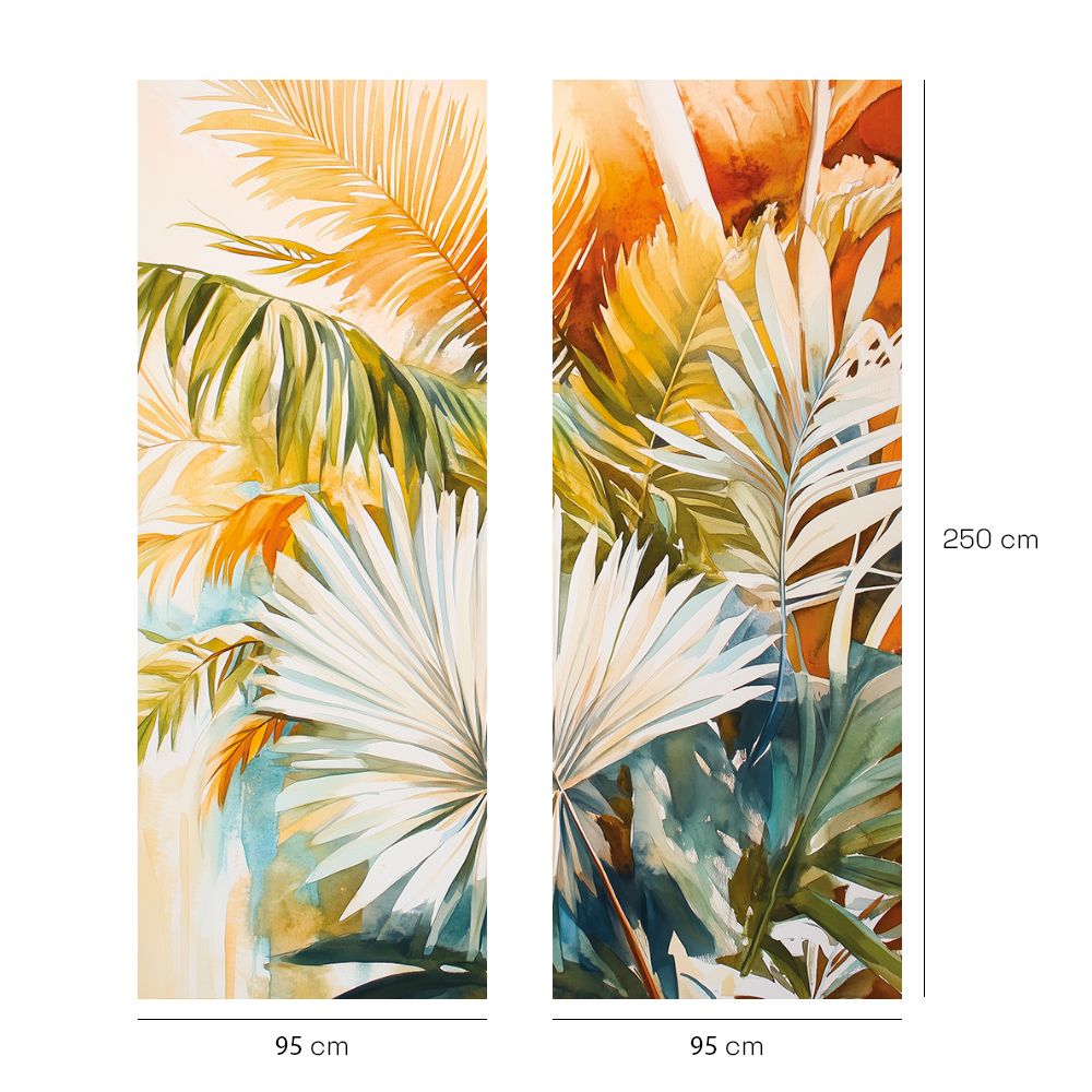 Papier peint "Palmiers exotiques colorés"