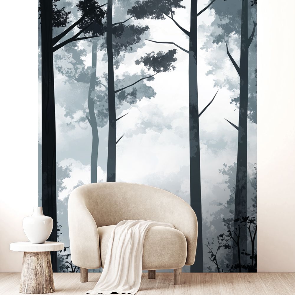 Papier peint "Forêt brumeuse paisible"