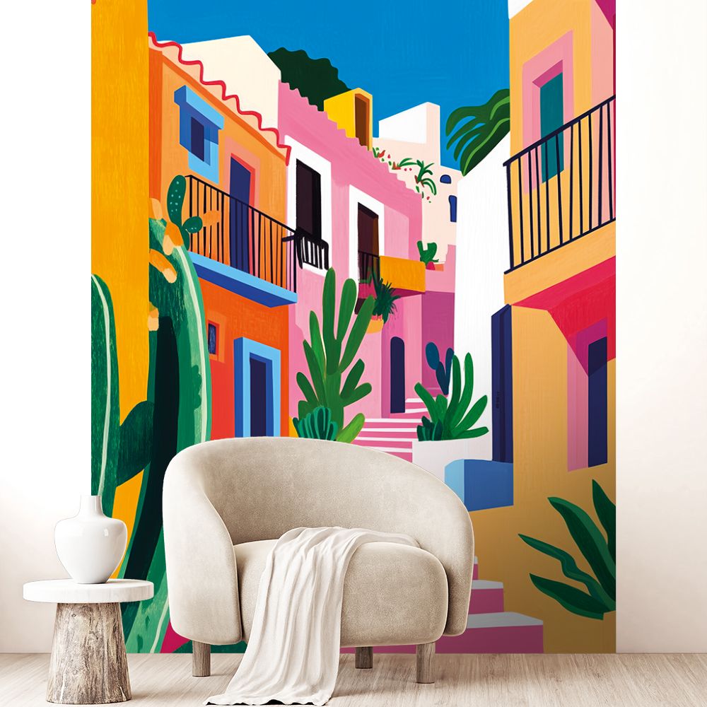 Papier peint "Escaliers colorés vibrants"