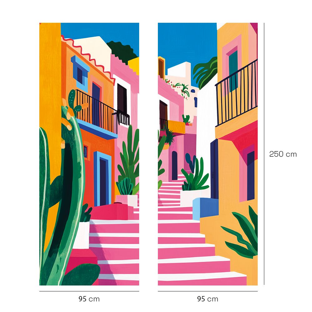 Papier peint "Escaliers colorés vibrants"