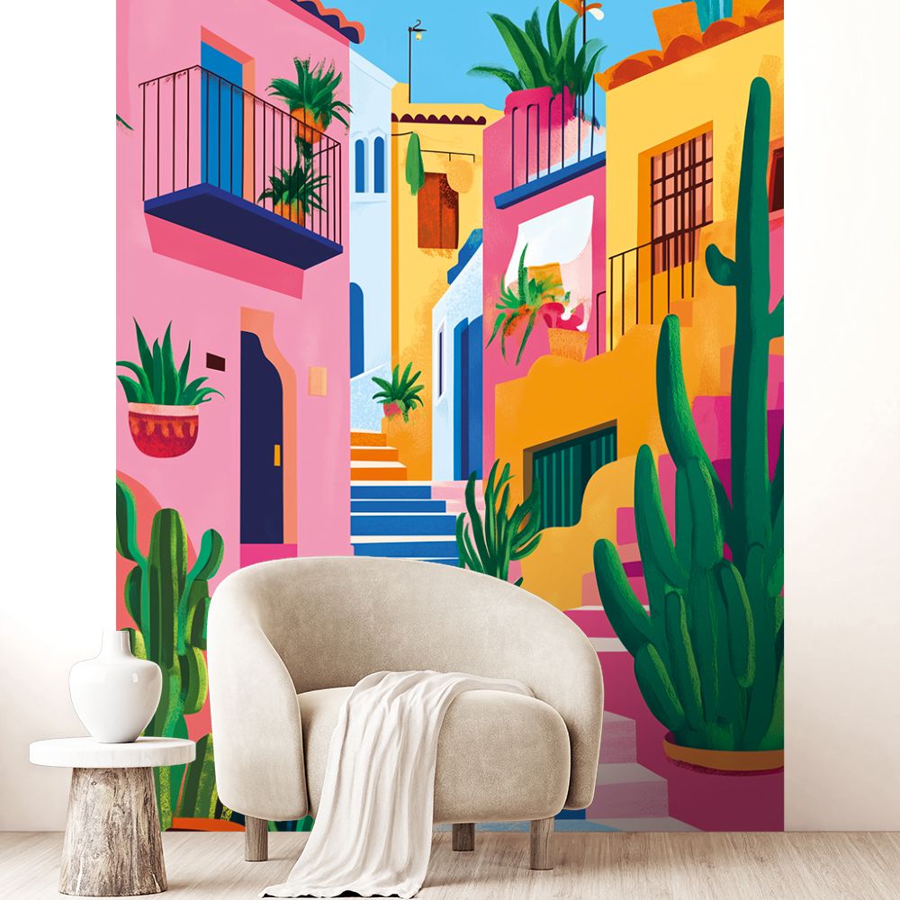 Papier peint "Paysage coloré urbain"