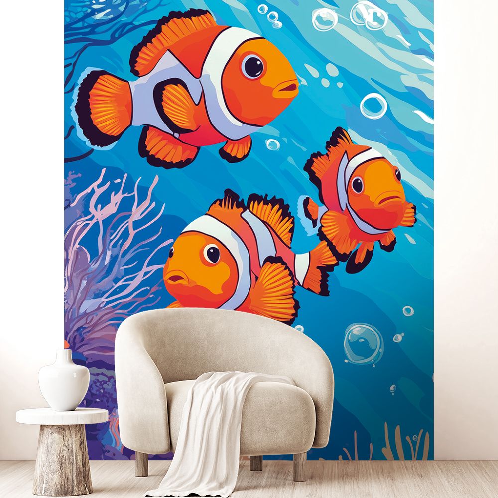 Papier peint "Poissons colorés"