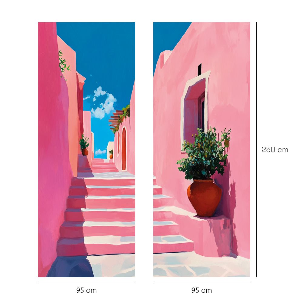 Papier peint "Escalier charmant rose"