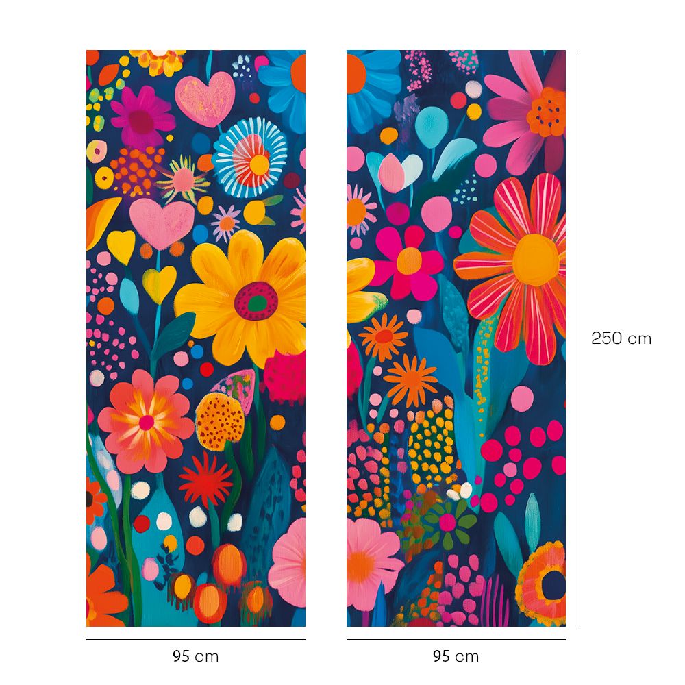 Papier peint "Fleurs colorées vives"