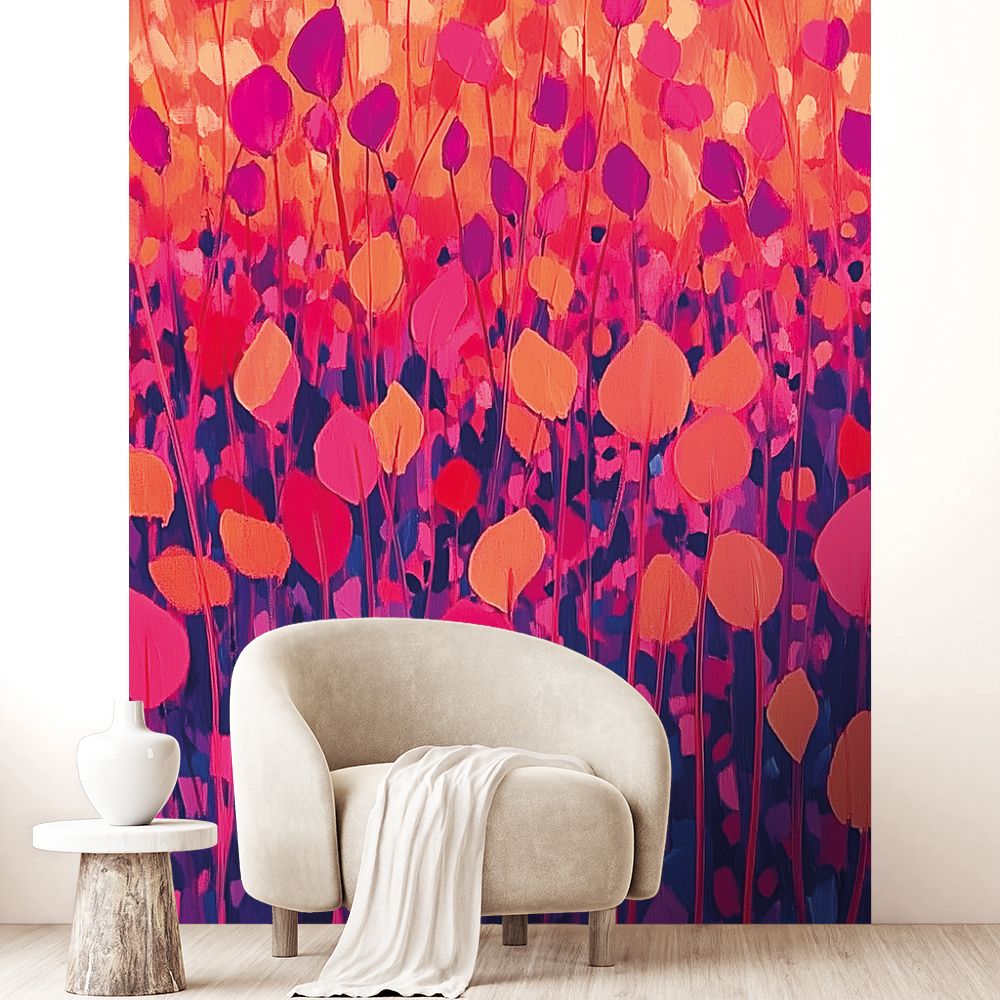Papier peint "Fleurs abstraites vibrantes"