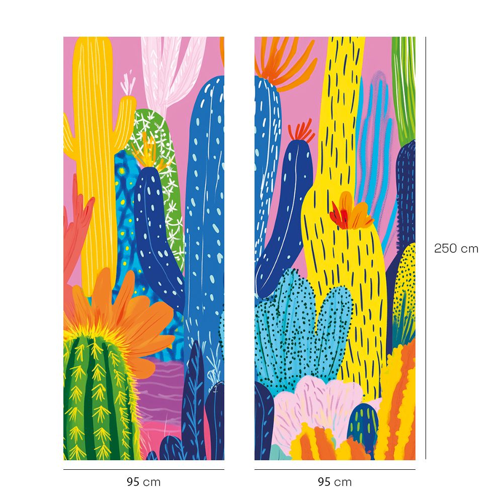 Papier peint "Cactus colorés vivants"