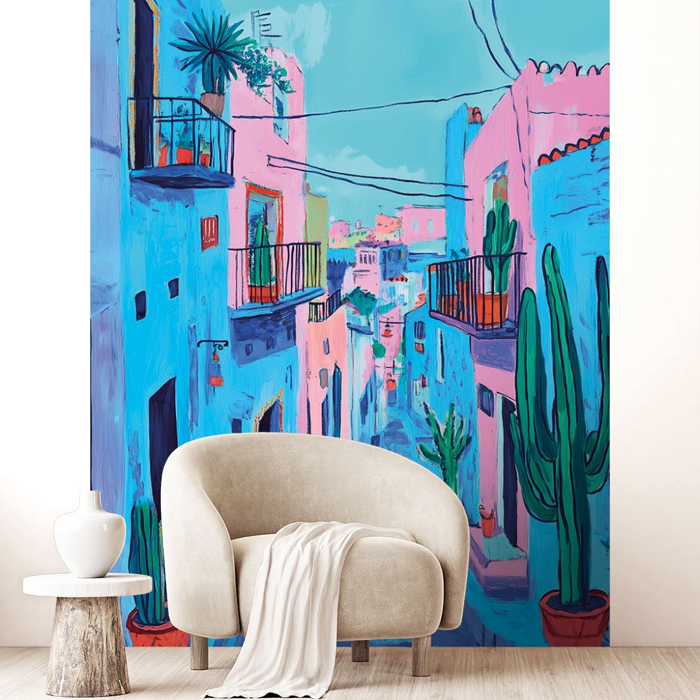 Papier peint "Rue colorée vive"