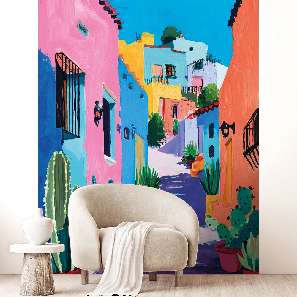 Papier peint "Ruelle colorée charmante"
