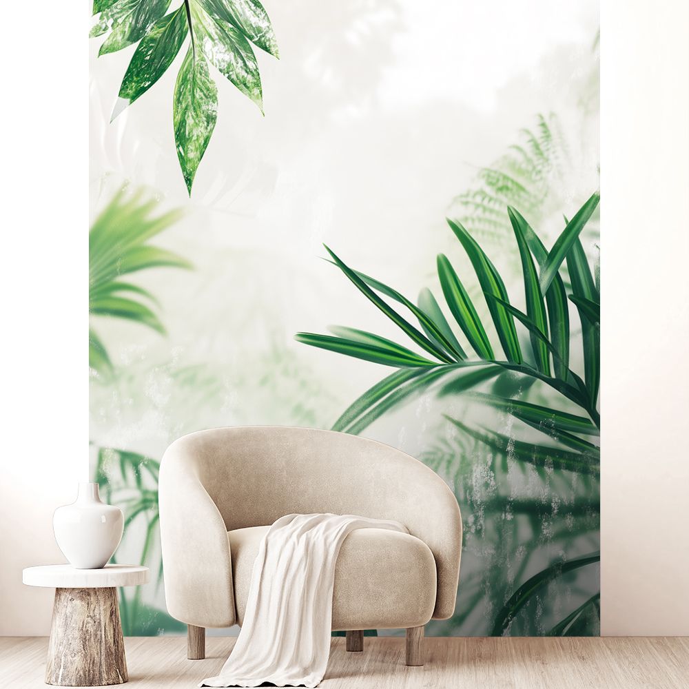 Papier peint "Feuilles exotiques paisibles"