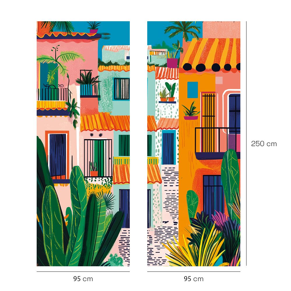 Papier peint "Rue colorée vivante"