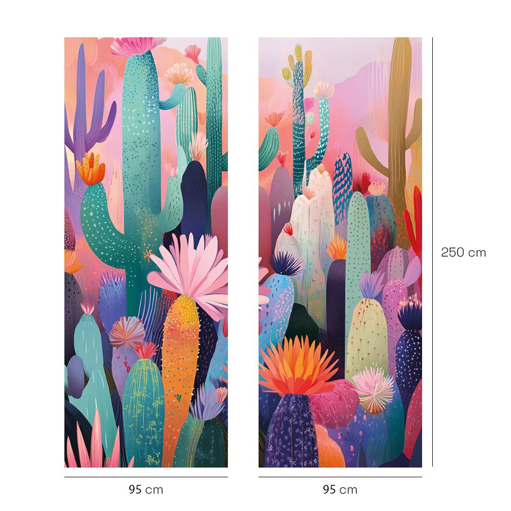 Papier peint "Cactus colorés"