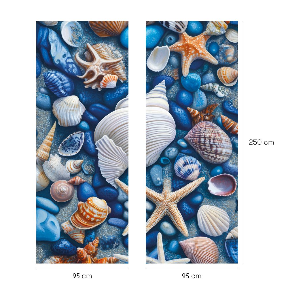 Papier peint "Coquillages et étoiles"
