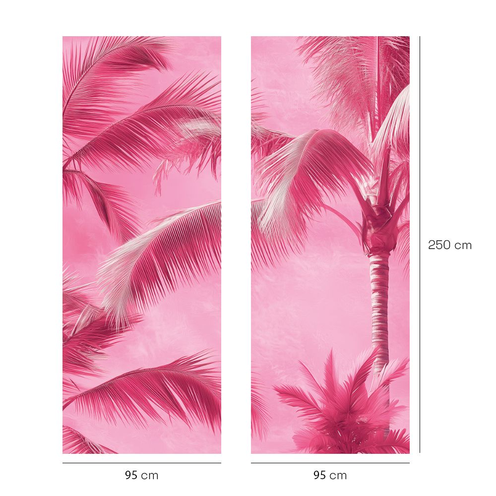 Papier peint "Palmiers tropicaux roses"