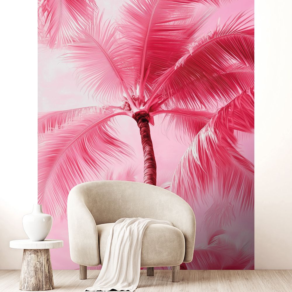 Papier peint "Palmiers roses vibrants"
