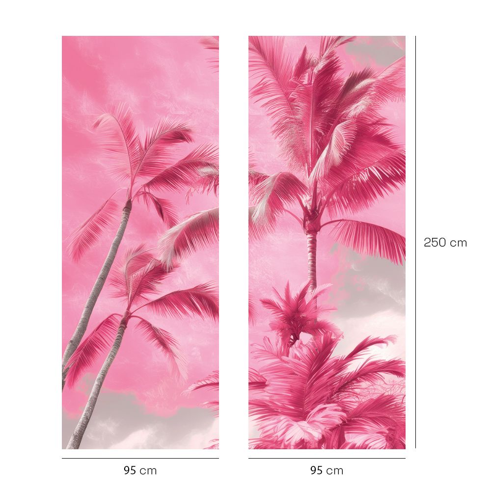Papier peint "Palmiers tropicaux roses"