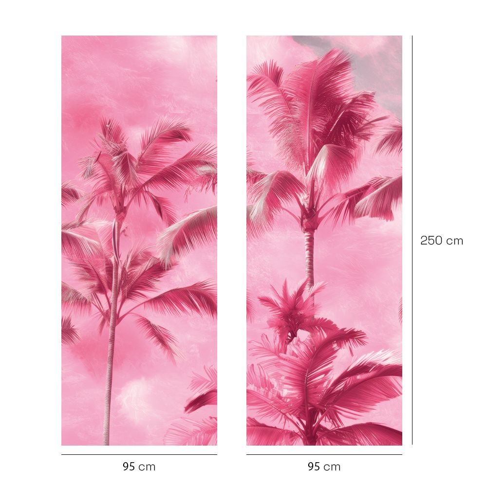 Papier peint "Palmiers tropicaux roses"
