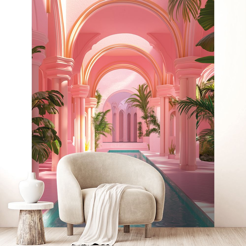 Papier peint "Arches et piscine"