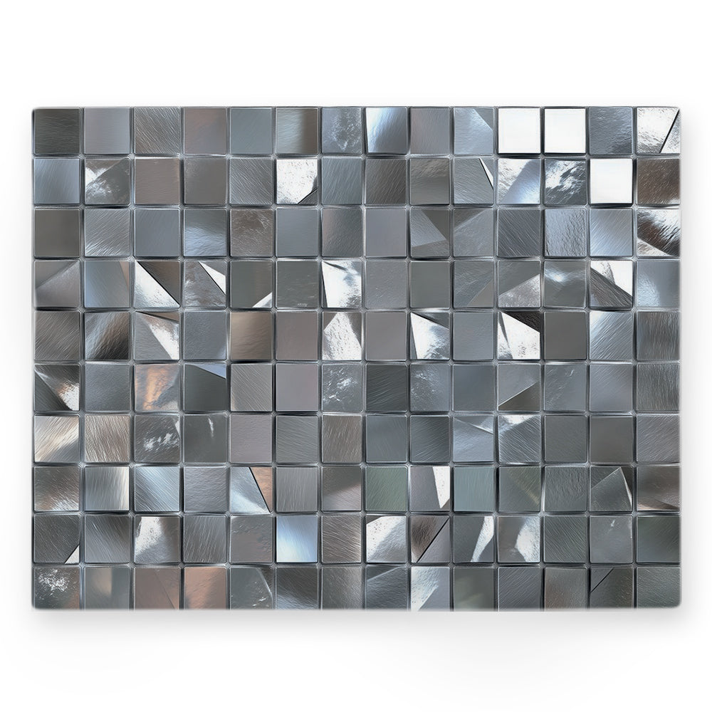 Nappe carreaux – Gris / argent – 140×220 cm