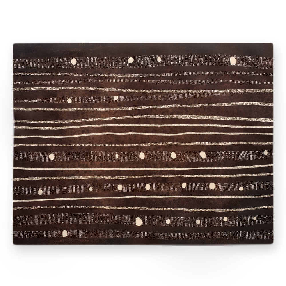 Nappe lignes et points – Marron – 140×220 cm
