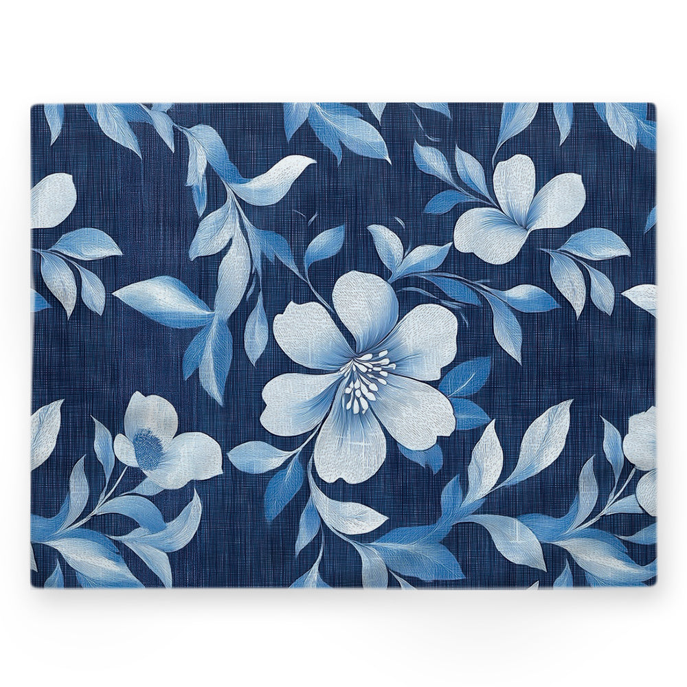 Nappe fleurs – Bleu – 140×220 cm