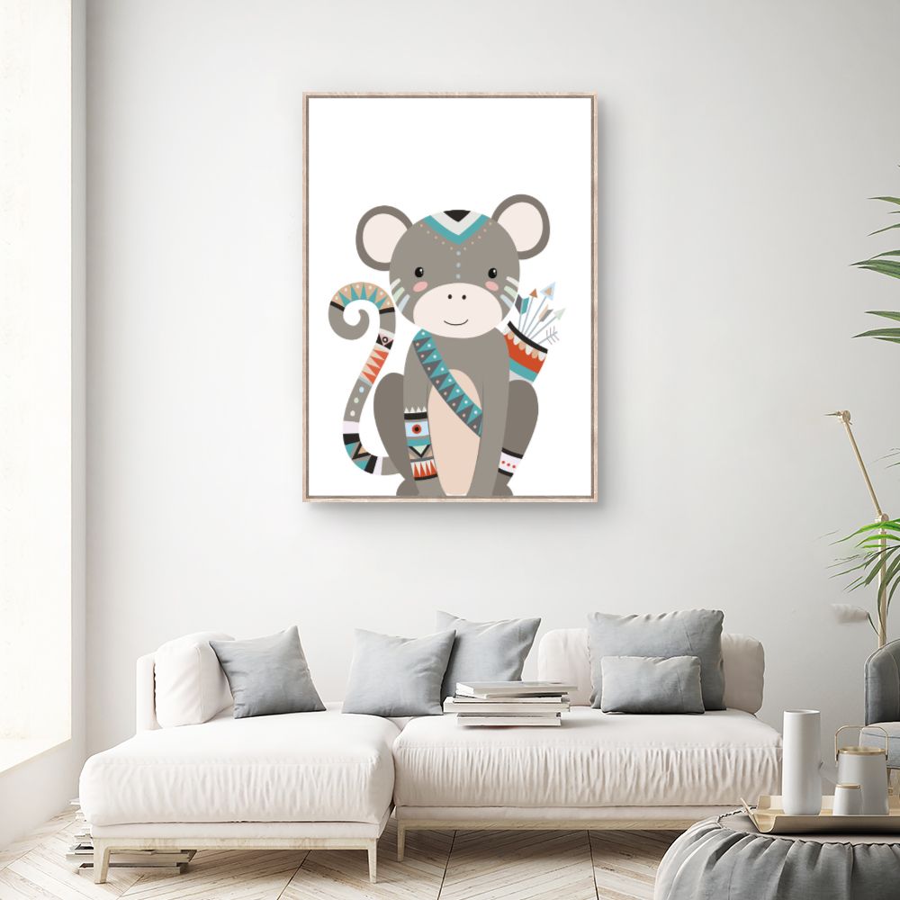 Tableau Singe bohème coloré