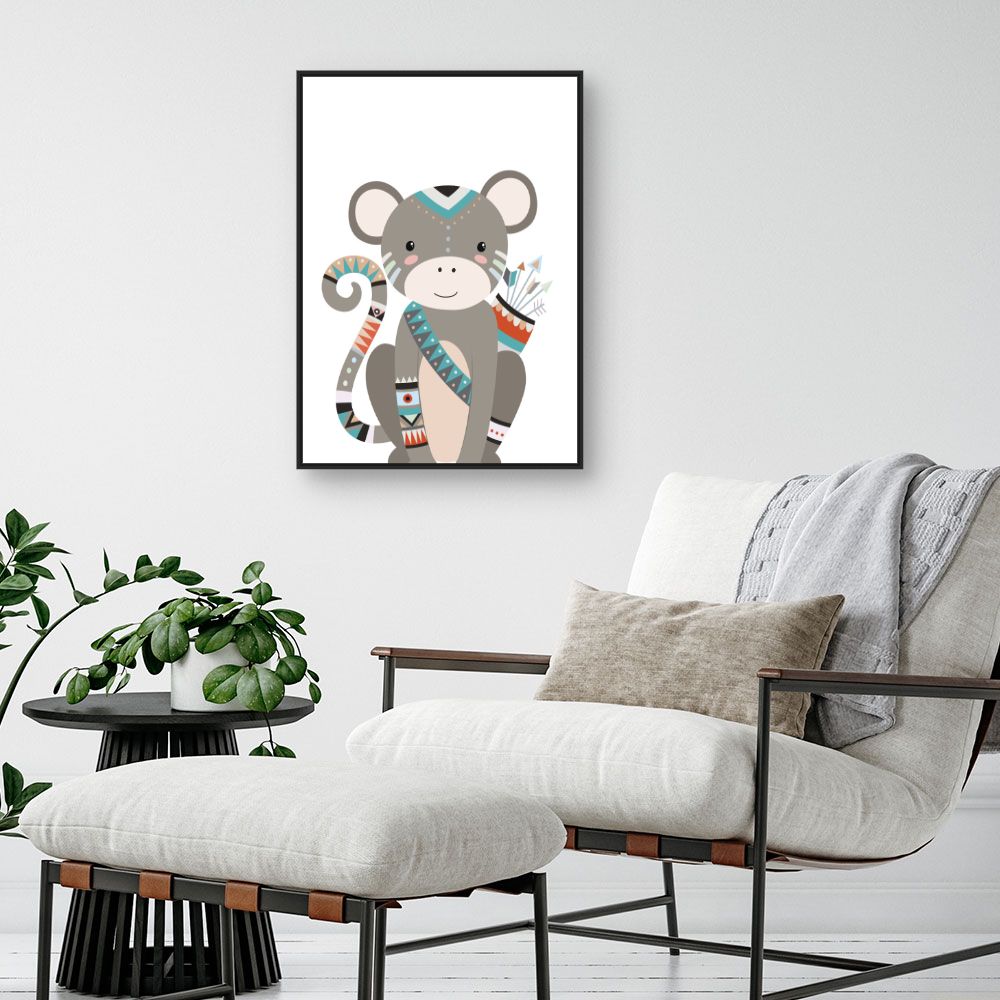 Tableau Singe bohème coloré