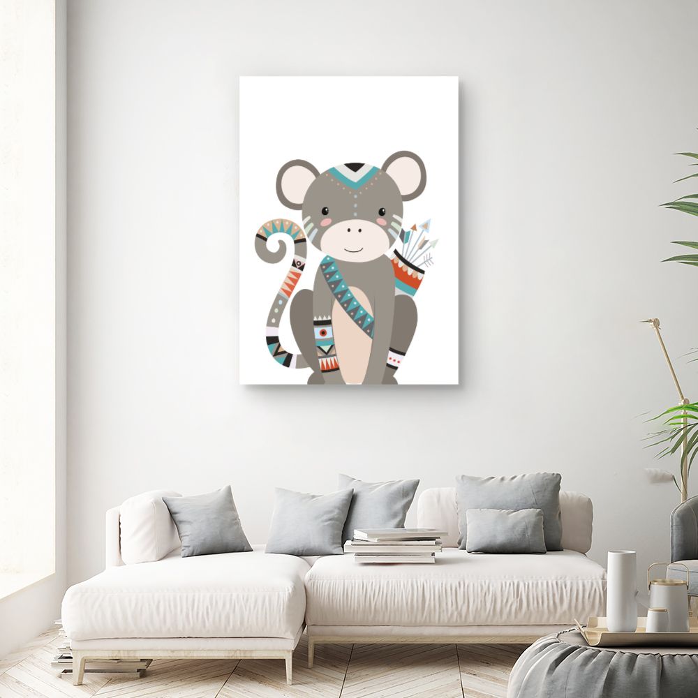 Tableau Singe bohème coloré