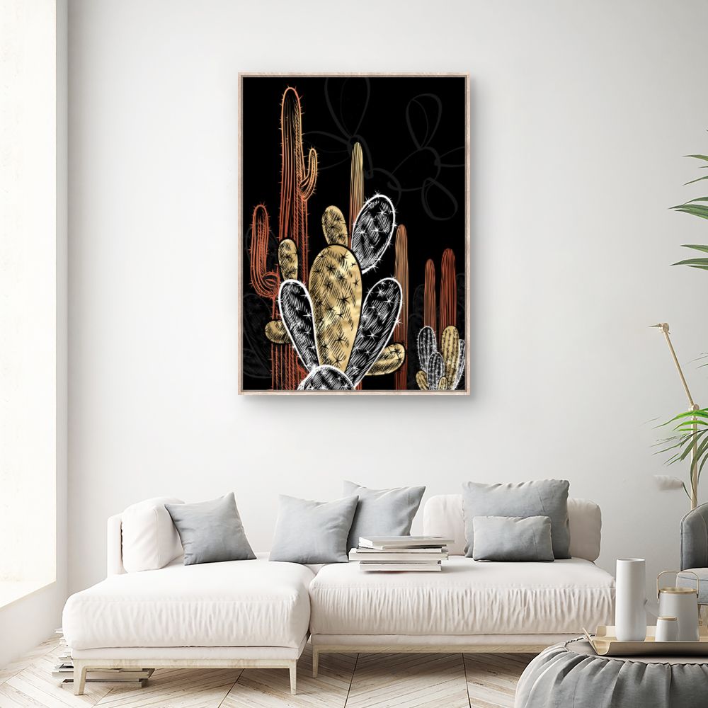 Tableau Cactus dorés élégants