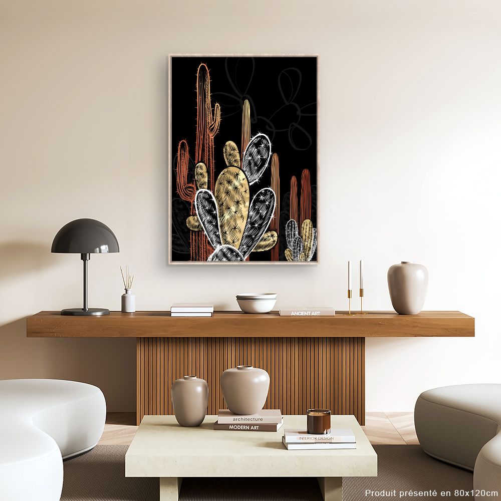 Tableau Cactus dorés élégants