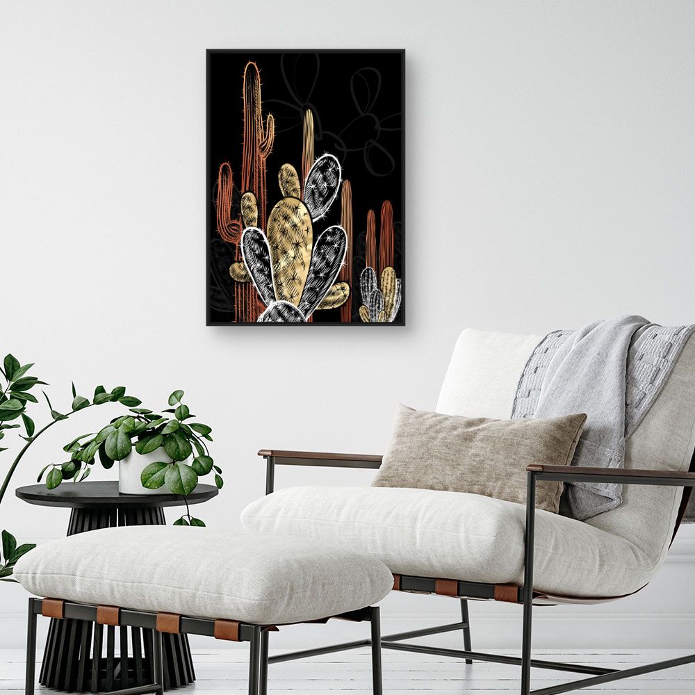 Tableau Cactus dorés élégants