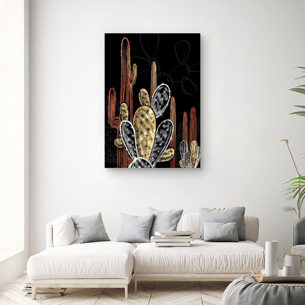 Tableau Cactus dorés élégants