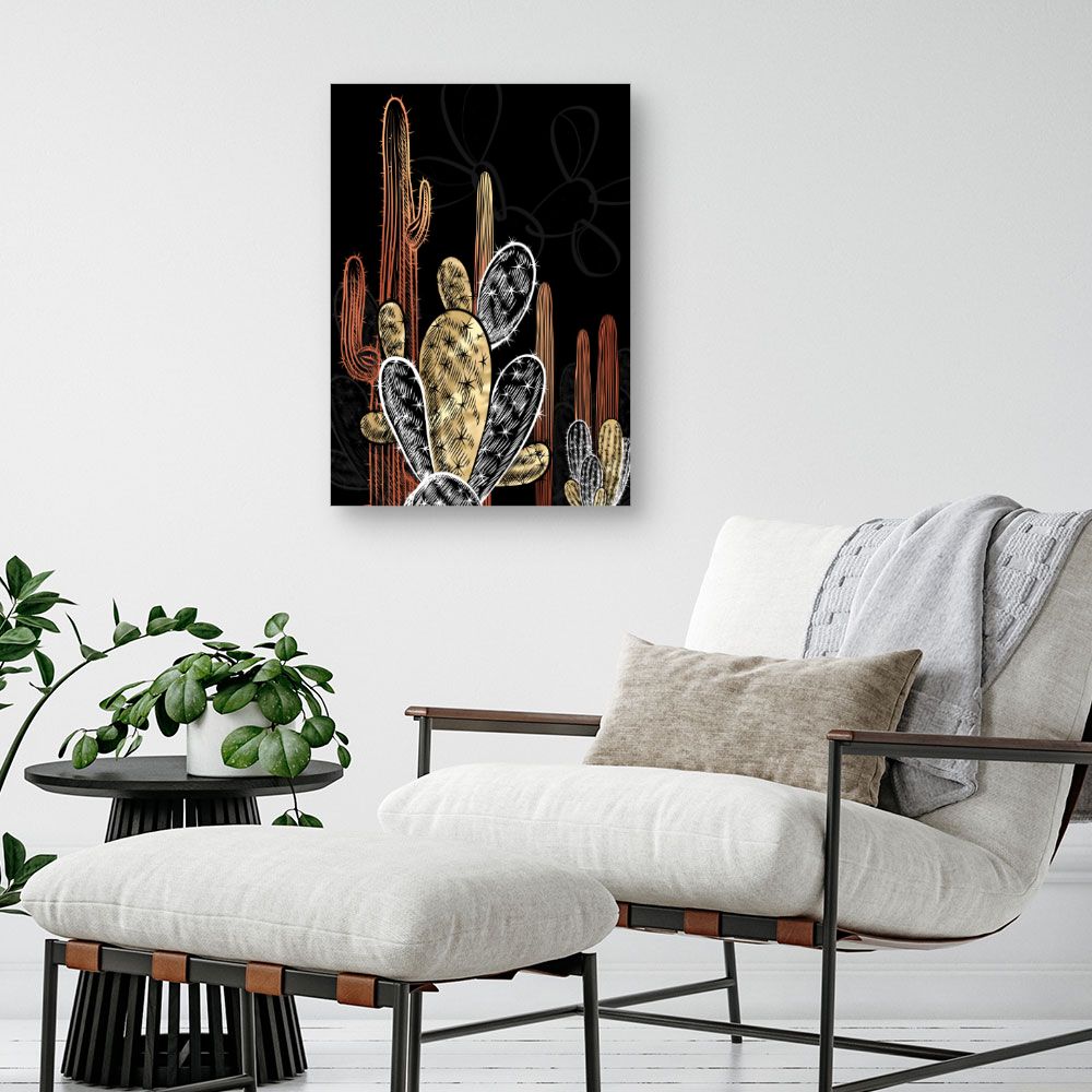 Tableau Cactus dorés élégants