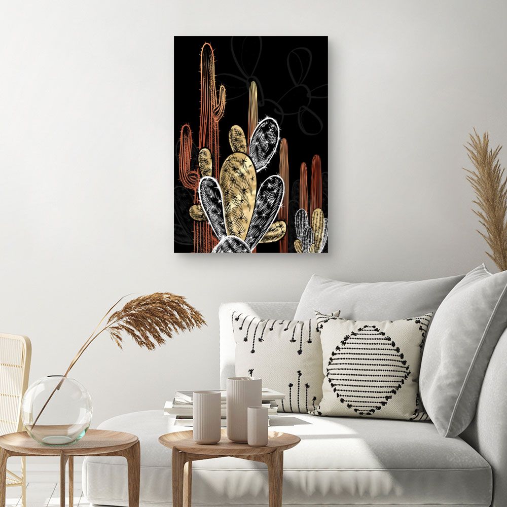 Tableau Cactus dorés élégants