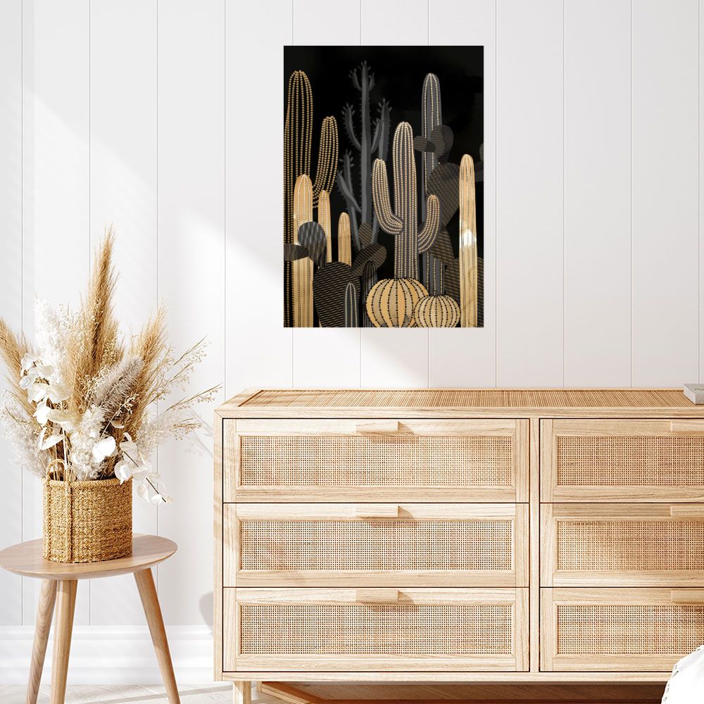 Affiche Cactus dorés élégants