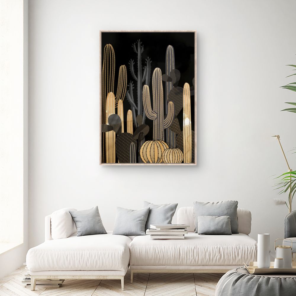 Tableau Cactus dorés