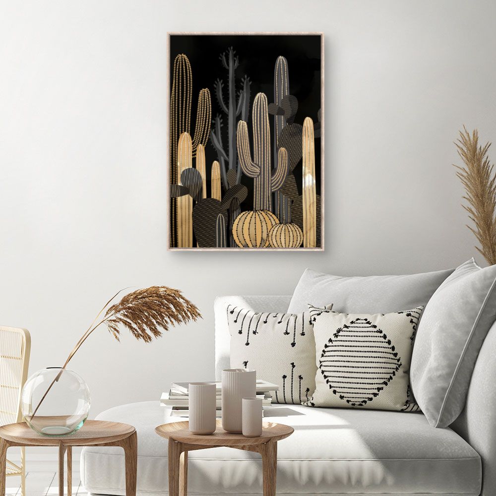 Tableau Cactus dorés