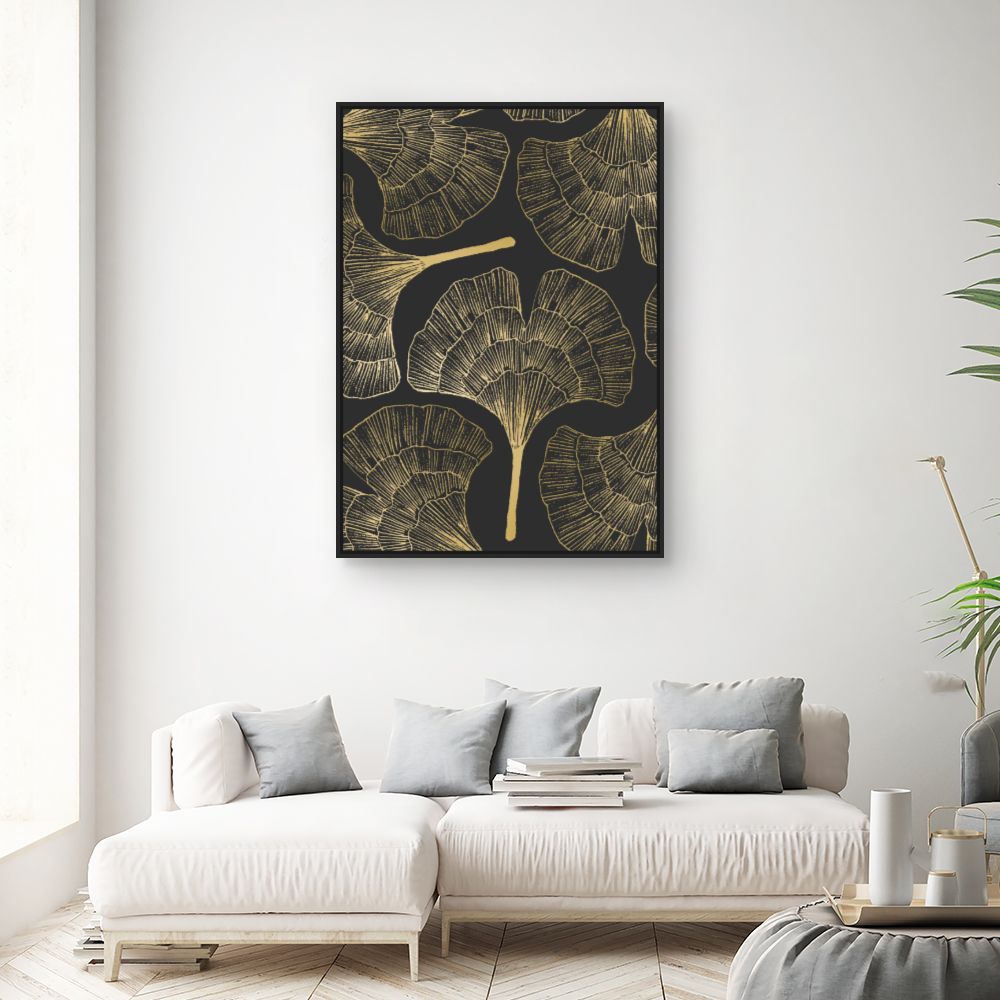 Tableau Feuilles élégantes dorées