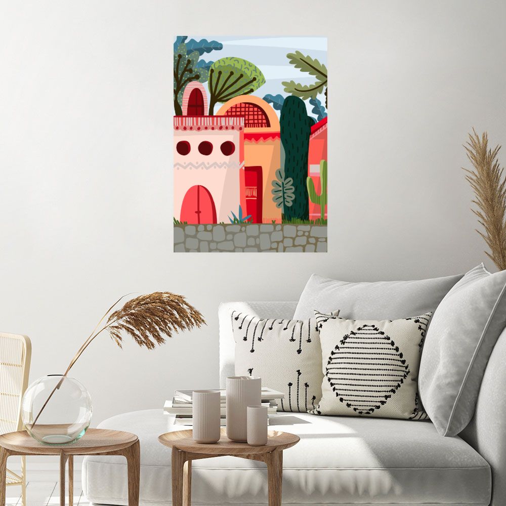 Affiche Maisons exotiques colorées